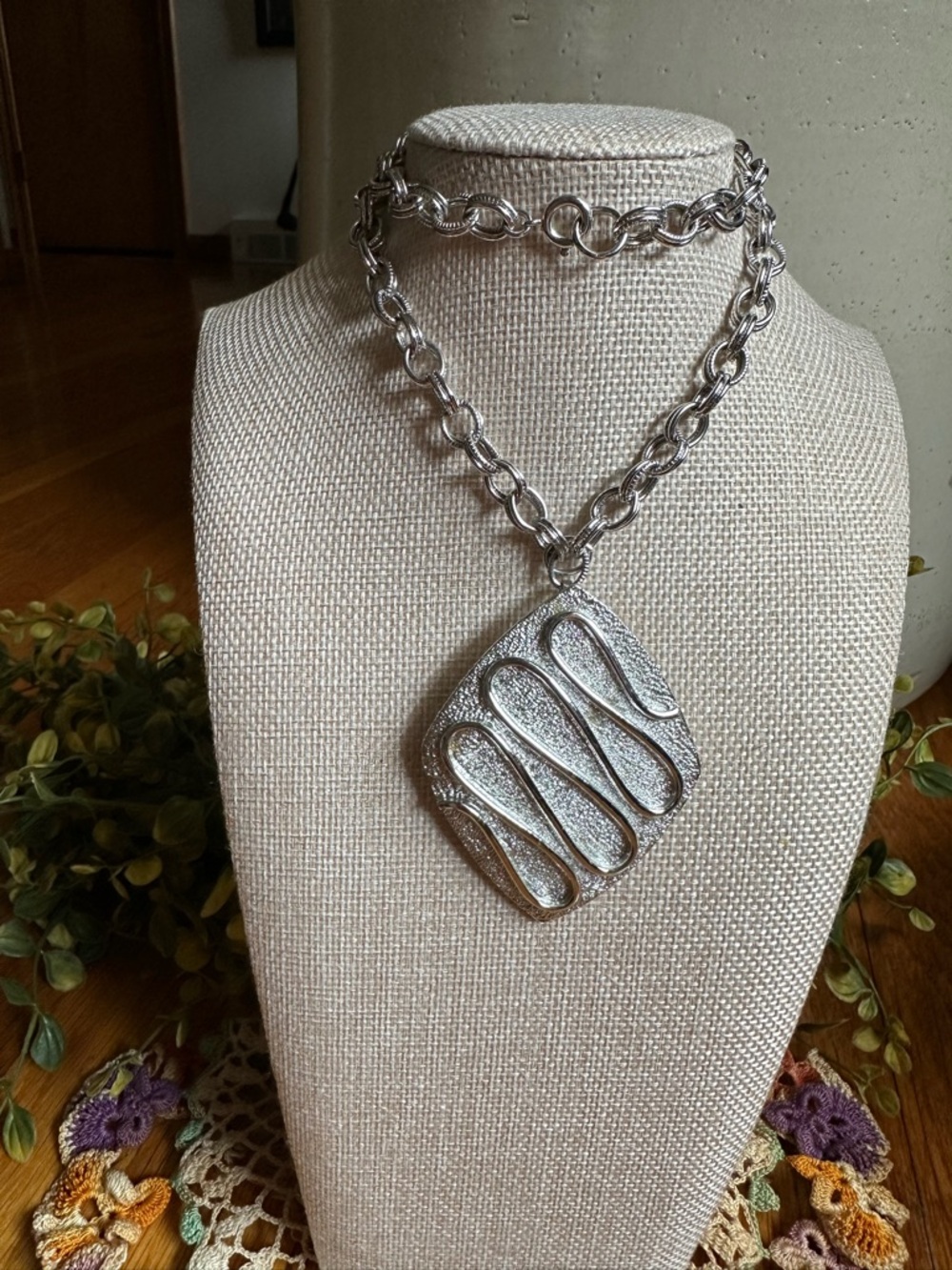 Sarah Coventry Silver-Tone Statement Pendant Necklace